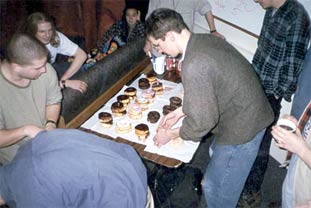 Bort arranging donuts